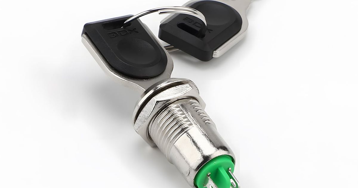 Key Lock Switch - 12mm Round Panel Mount | Thingbits Electronics