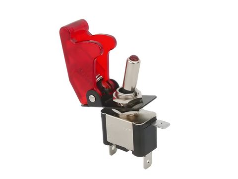 ASW-07D SPST Toggle Switch with LED Light and Flip Cover 