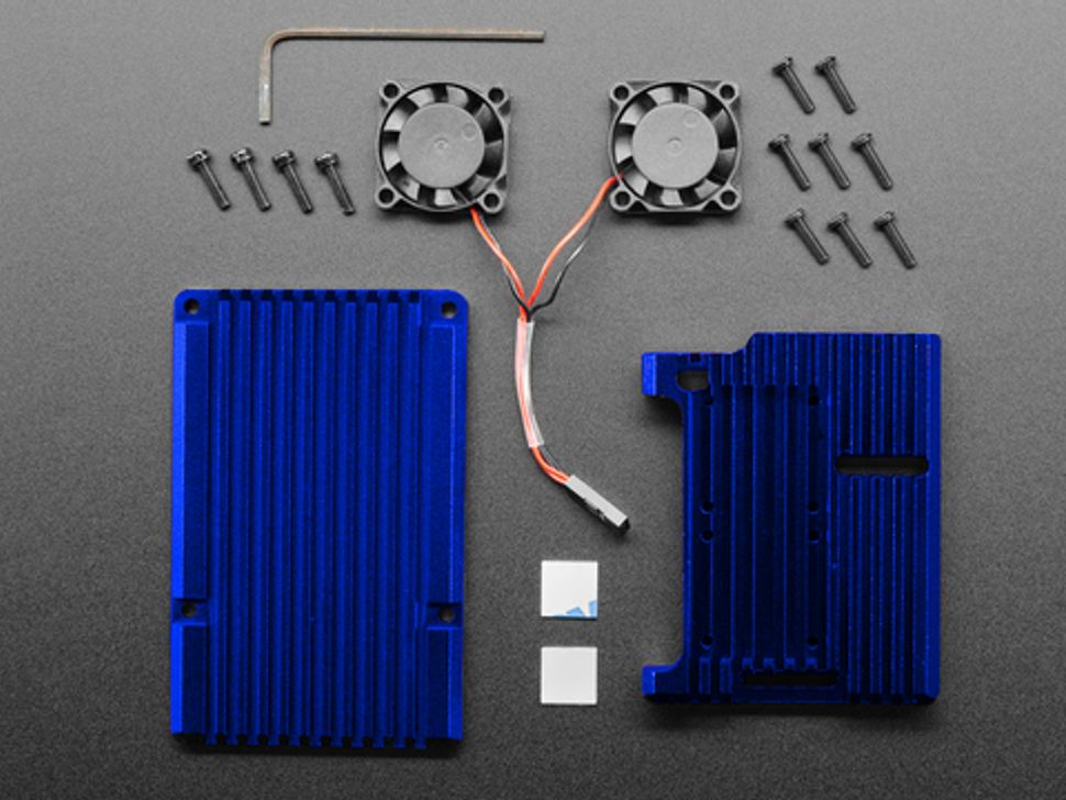 Raspberry Pi 4 Heatsink Case with Fans Blue