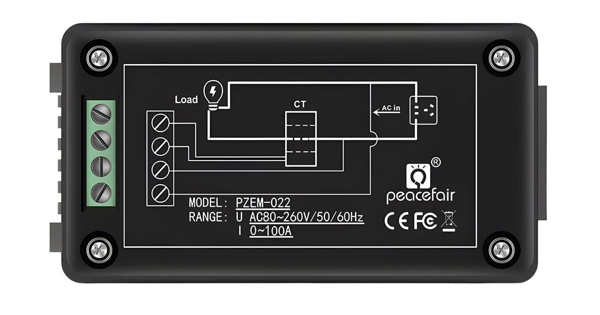 AC Digital Panel Mount Volt, Current and Power Meter with Color Display ...