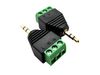  3.5mm 3-Pole Stereo Audio Plug Terminal Block Side