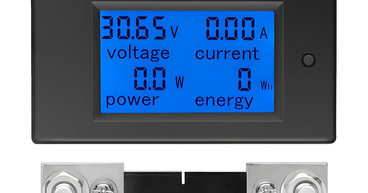 DC Digital Panel Mount Volt, Current and Power Meter Display with ...