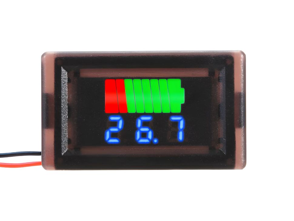 2-wire Battery Waterproof Voltmeter - Blue