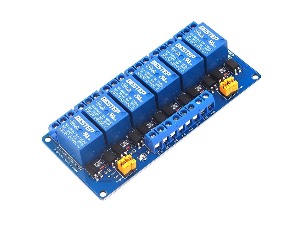  6 Channel Relay Module with High/Low Trigger and Optocoupler