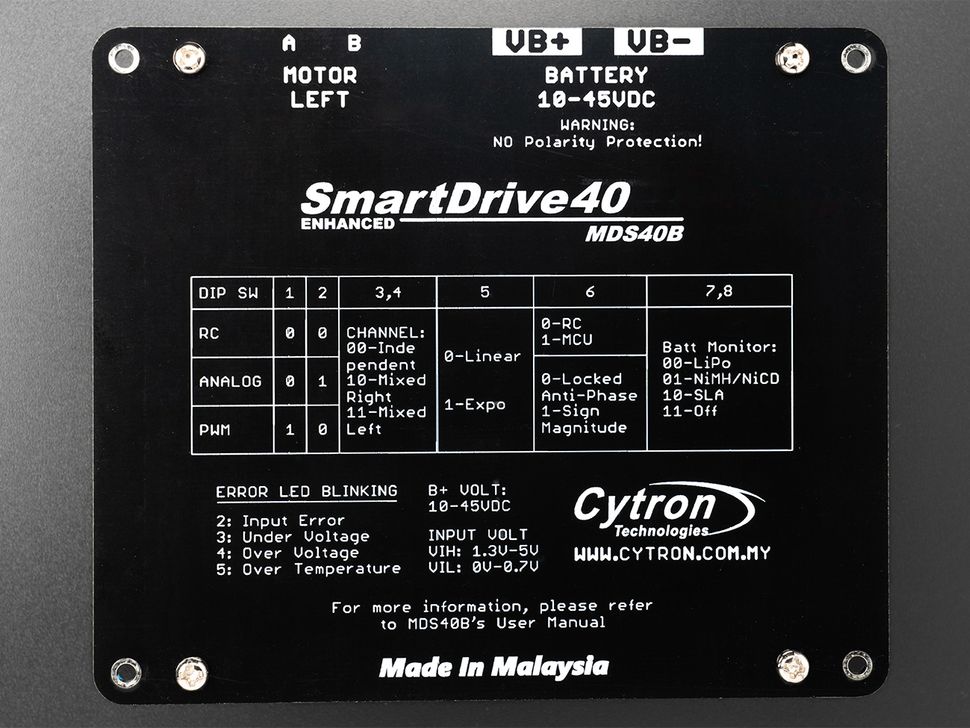 Cytron MDS40B Enhanced SmartDrive40 Motor Driver	Bottom
