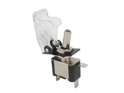 ASW-07D SPST Toggle Switch with LED Light and Flip Cover 