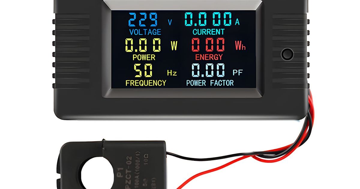 AC Digital Panel Mount Volt, Current and Power Meter with Color Display ...
