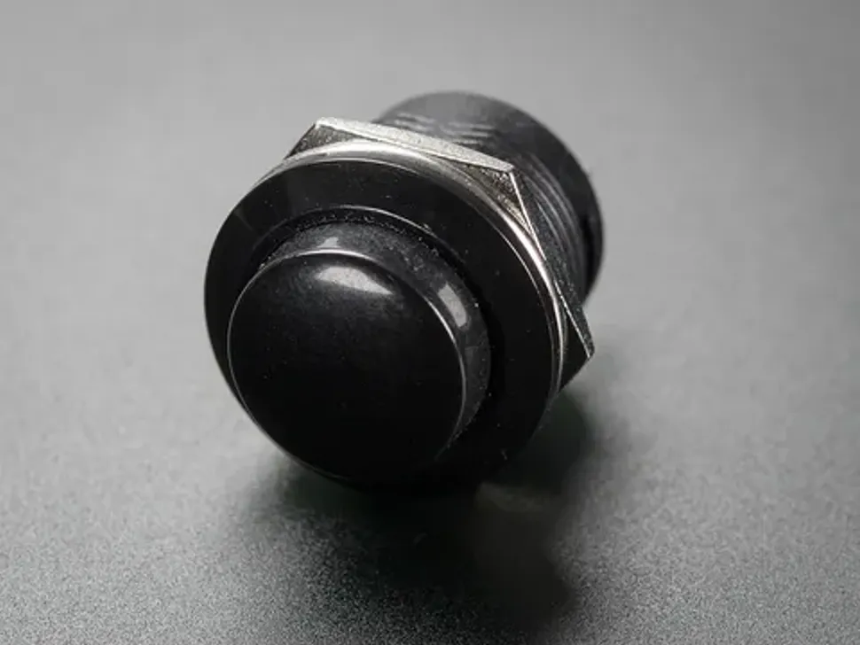 6mm Panel Mount Momentary Push Button - Black