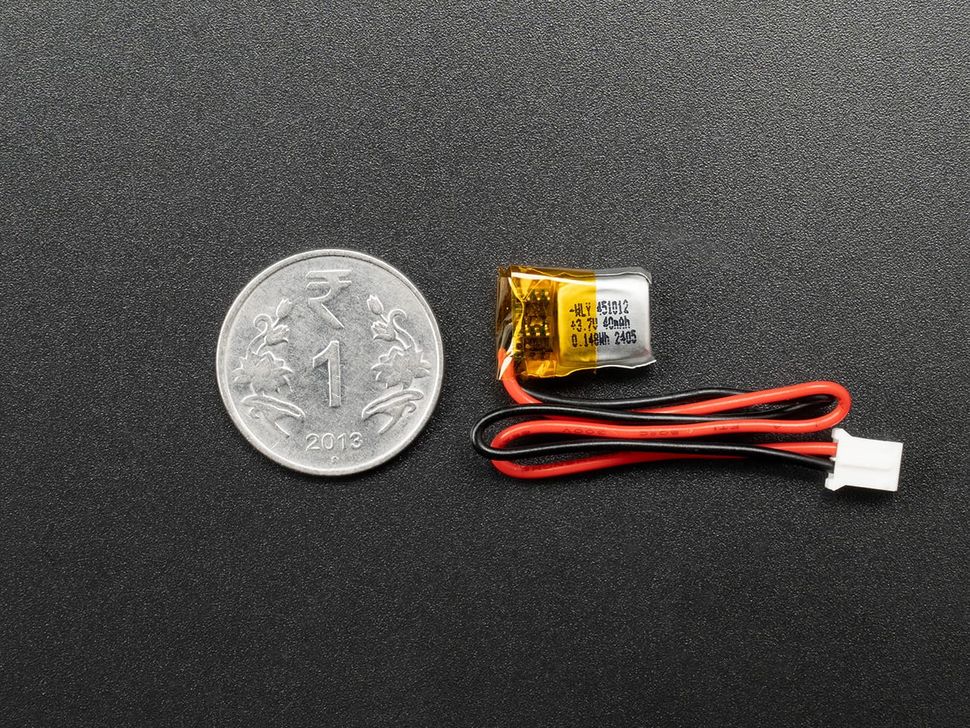 Lithium Ion Polymer Battery 3.7V 40mAh Size