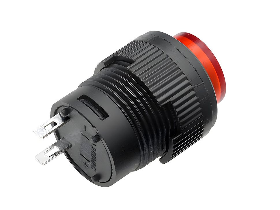 Red 16mm Round Panel Mount Latching On & Off Pushbutton - Back