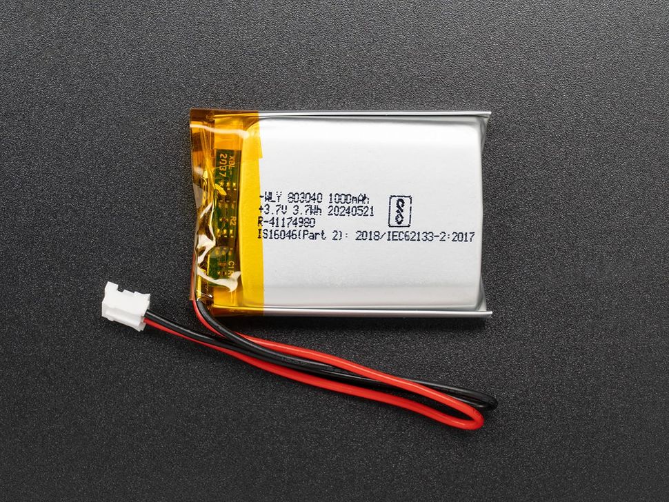 Lithium Ion Polymer Battery  3.7V 1000mAh