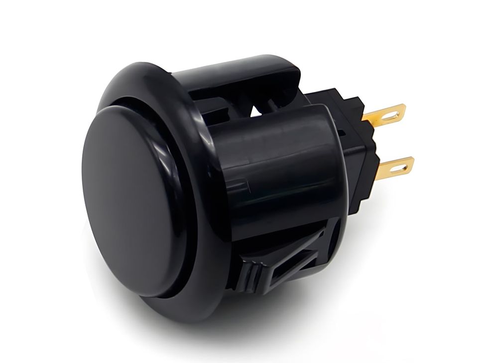 30mm Round Arcade Black Push Button